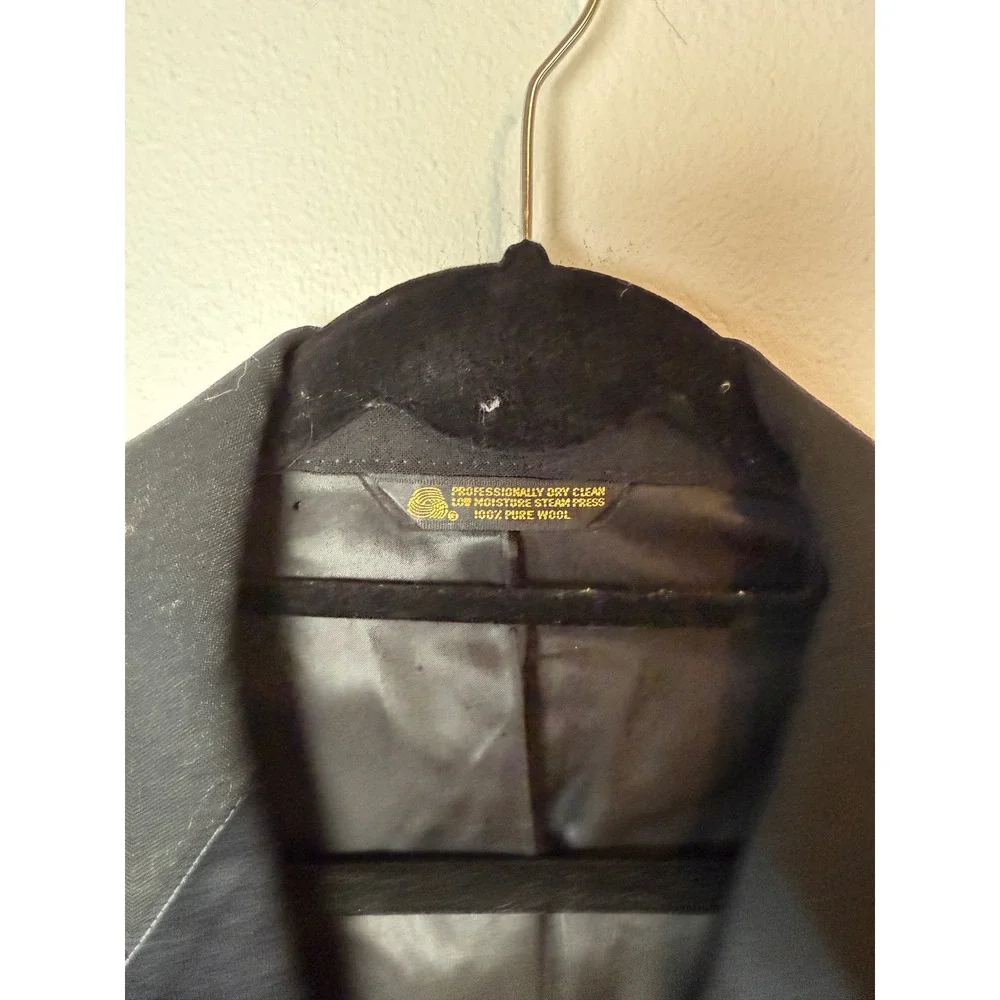 Linett Ltd Nordstrom Mens Black 100% Wool Tuxedo Jacket Satin Peak Lapel‎ USA